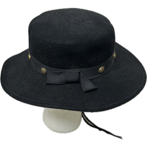 Black Wool Western Cowboy Hat Wide Brim Concho Band Rancher Boho USA - Picture 4 of 8